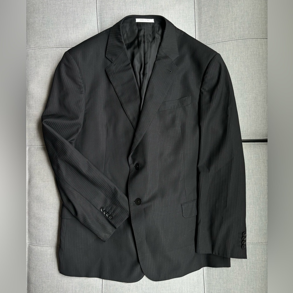Armani Collezioni Black Striped Light Wool Suits